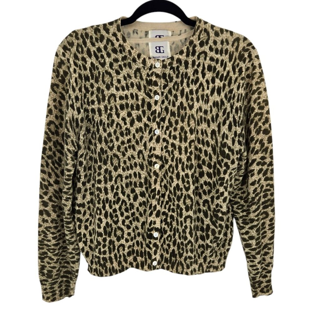 Bahari group womens size 10 leopard print sweater tank and cardigan 2 pc set